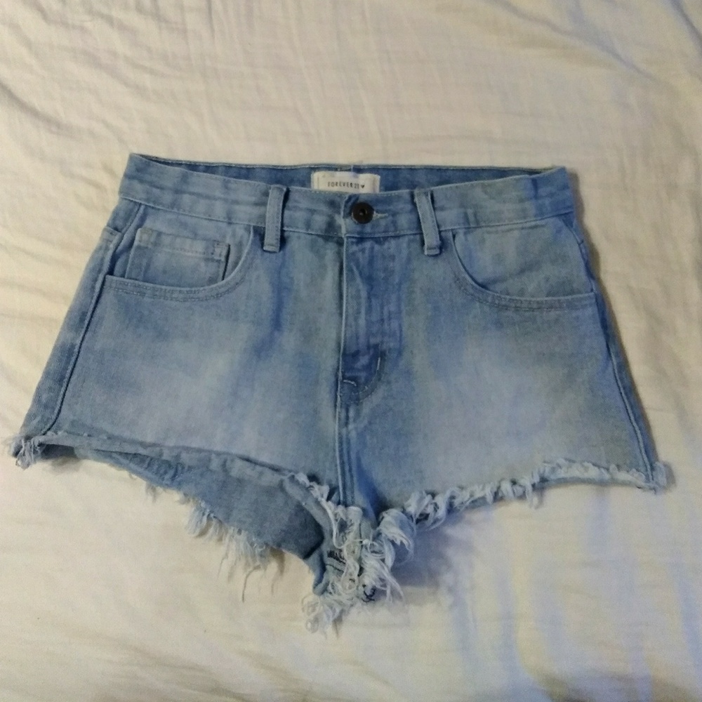 Forever 21 High Waisted Light Wash Denim Shorts
